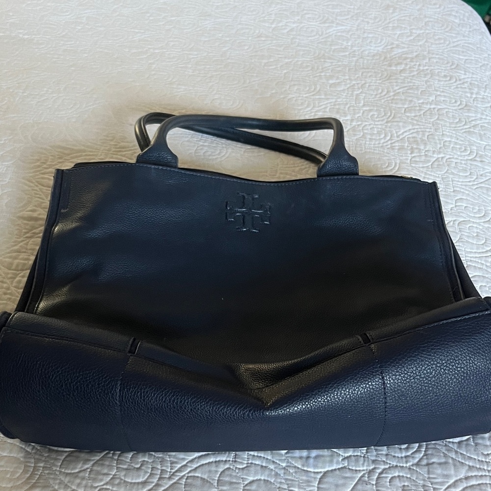 Tory Burch Navy Blue Laptop Tote Bag